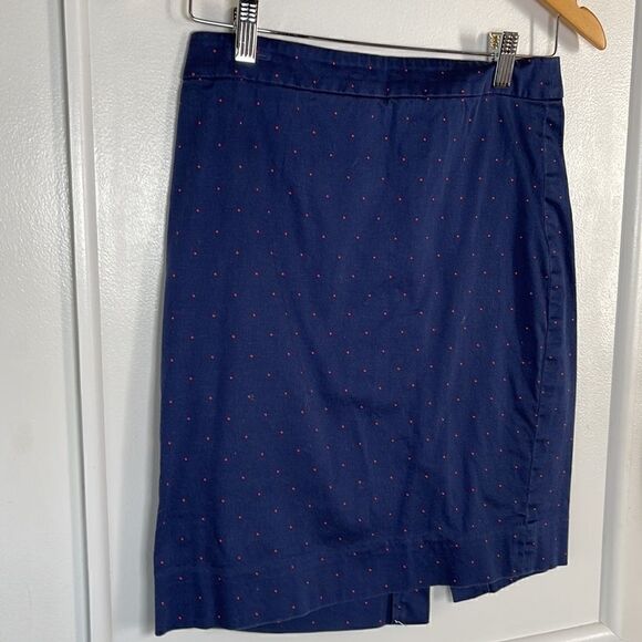 GUC J. Crew Navy Red Polka Dot Pencil Skirt 2 - Picture 1 of 7